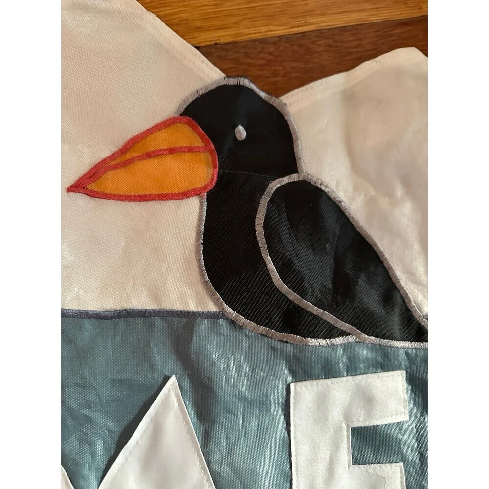 Vintage WELCOME crow fabric banner